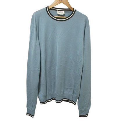 Hermes Cleaned Cashmere Silk High Gee Knit Sweater M Blue