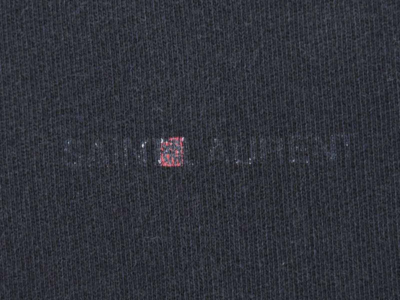 Authentic Saint Laurent Logo Hoodie Tops S Cotton Navy Men's Clothing Used