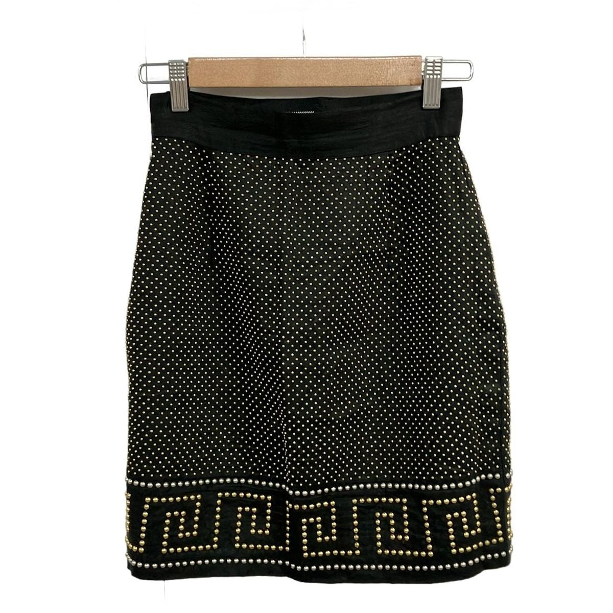 Versace Gianni Skirt 38 S Black Gold Silver Studs