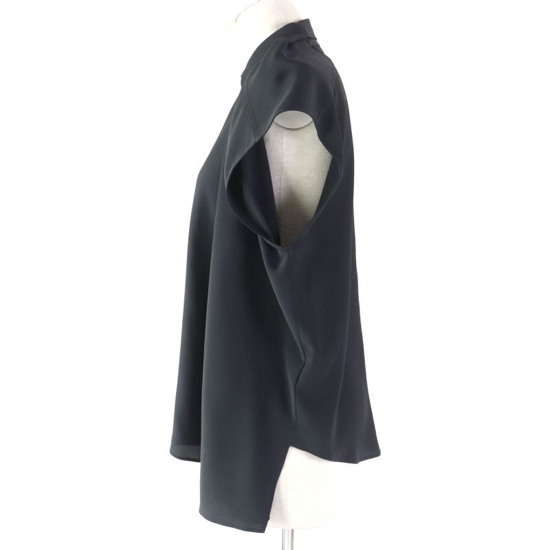 Balenciaga 2018 558176 Silk Blend Asymmetrical Sleeveless Blouse Top Black 34