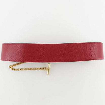 Celine Mantel Chain Leather Red/gold Ladies Belt