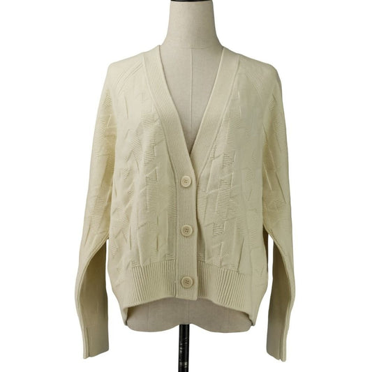 Hermes Jacquard Knit Cardigan 38 Ivory
