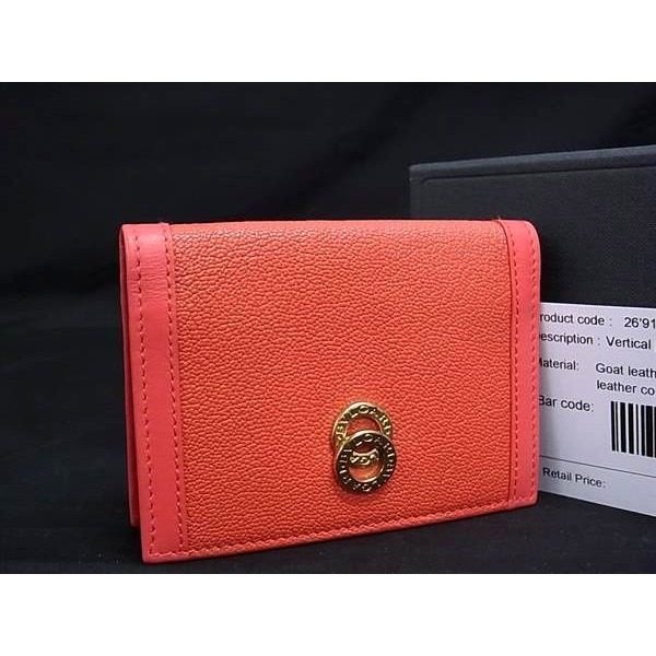 Bvlgari Doppiotondo Leather Card Case Pasque Holder Fixed Era Salmon Pink