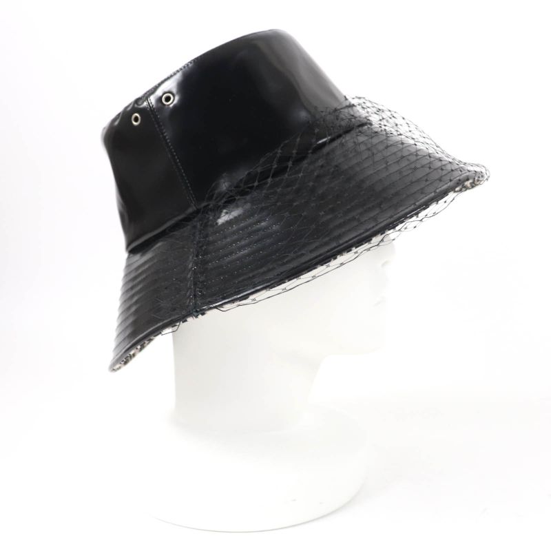 Christian DIOR 95tdd924g135 Oblique Bucket Hat With Veil Tulle Black 59 Made In