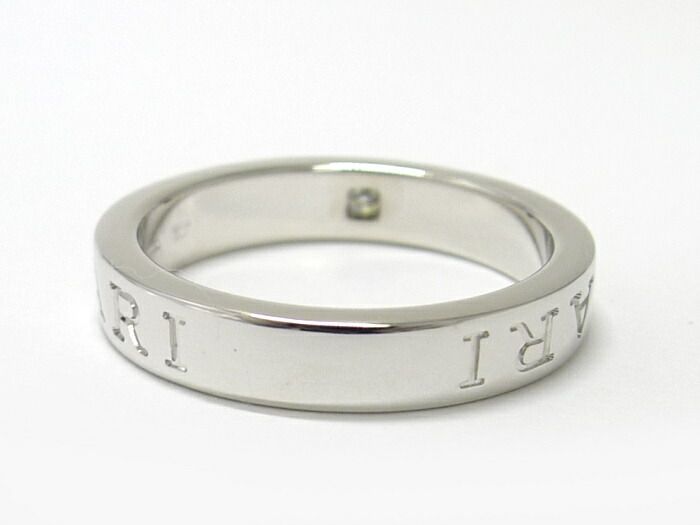 Bvlgari Ring Double Logo Bvlgari 750wg 18K White Gold White Togo Old Diamond