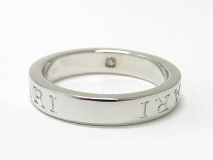 Bvlgari Ring Double Logo Bvlgari 750wg 18K White Gold White Togo Old Diamond