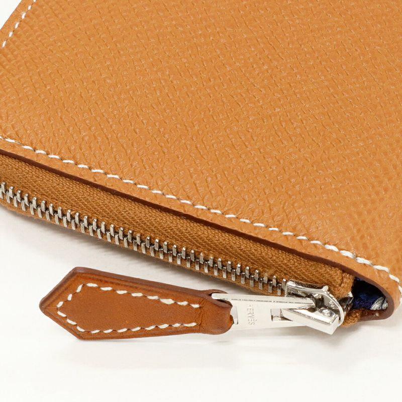 Hermes Coin Case Azap Compact Mini Silk Quin Epson Gold X Navy Silver Hardware