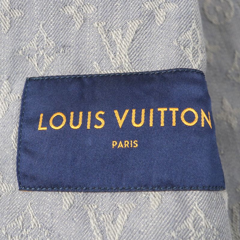Louis Vuitton 2021 Hha21w Logo Button Flap Pockets Monogram Denim Jacket Gray
