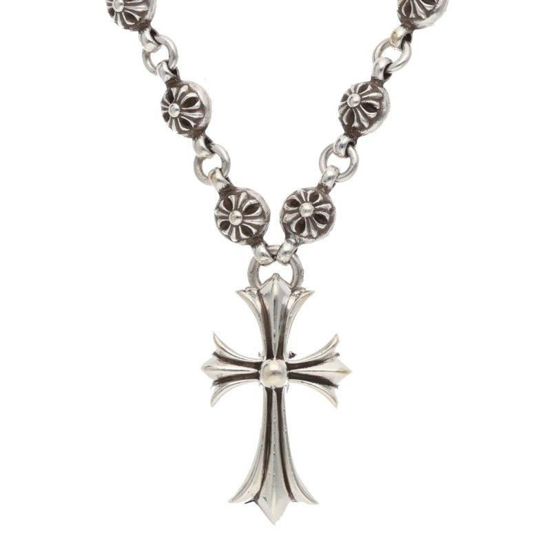 Chrome Hearts 1 Crsbl Chn Sml CH Crs Cross Ball Chain Small CH Silver Necklace