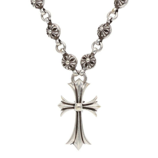 Chrome Hearts 1 Crsbl Chn Sml CH Crs Cross Ball Chain Small CH Silver Necklace