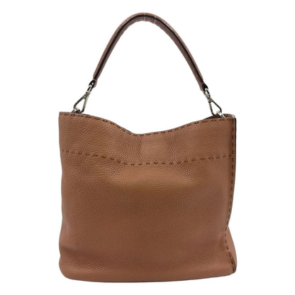 Fendi Selleria Anna Small Leather Pink Beige Handbag Silver