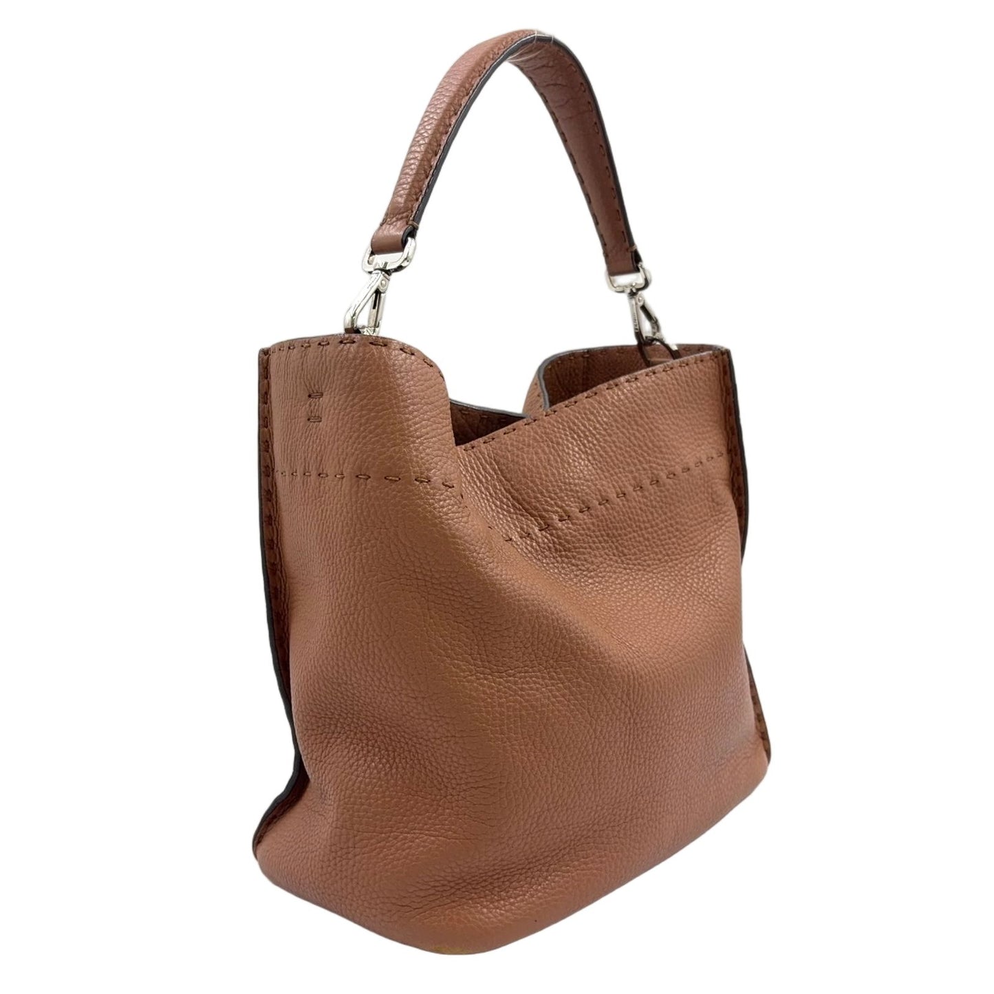 Fendi Selleria Anna Small Leather Pink Beige Handbag Silver — view 2