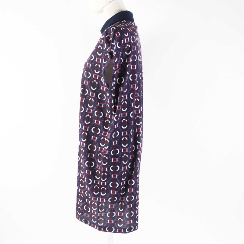 Hermes 23 Years 3e4512db Canoe 100% Cotton Allover Print French Sleeve Polo