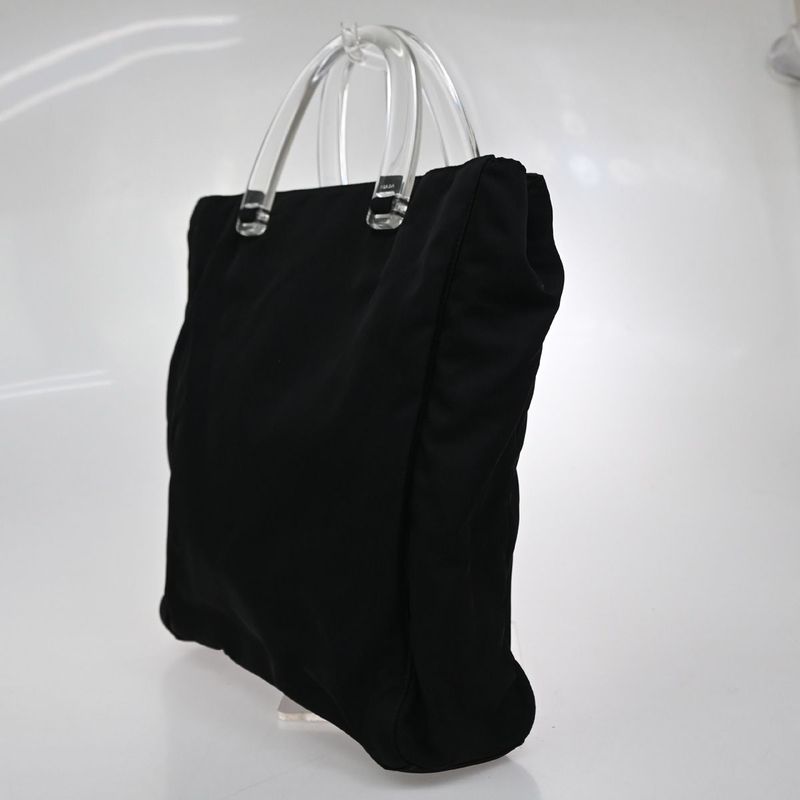 Prada Hand Bag Tote Bag Logo Nylon Black 67ka853