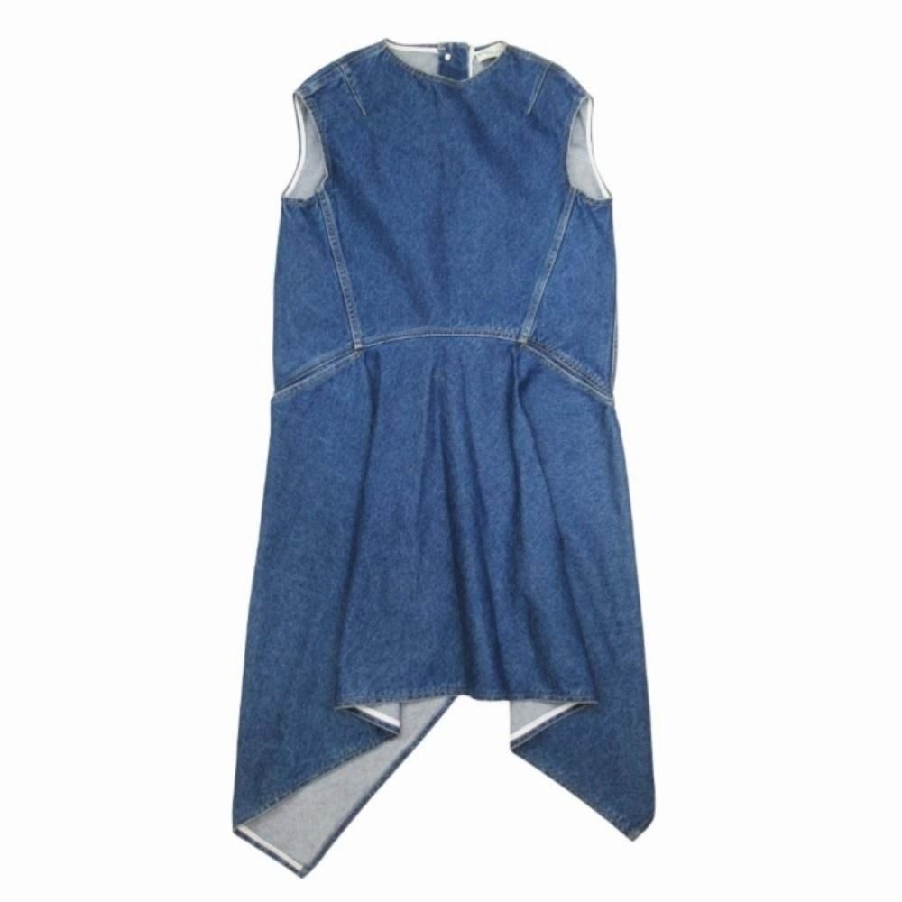 Balenciaga Wash Denim Dress Hem Line Long 34 Indigo