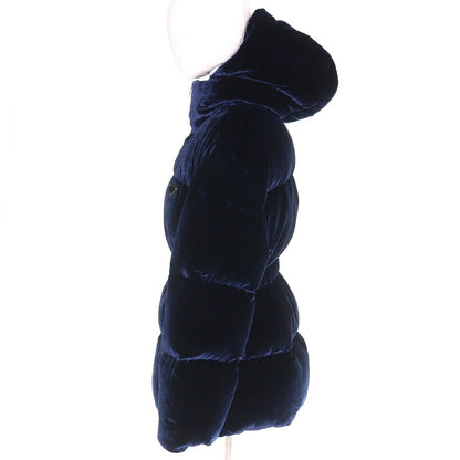 Prada Waist Togo Hooded Velvet Down Jacket Navy 36 with Hanger Garment — view 2
