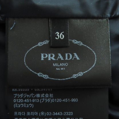 Prada Waist Togo Hooded Velvet Down Jacket Navy 36 with Hanger Garment — view 5