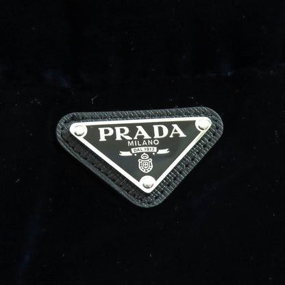 Prada Waist Togo Hooded Velvet Down Jacket Navy 36 with Hanger Garment — view 8