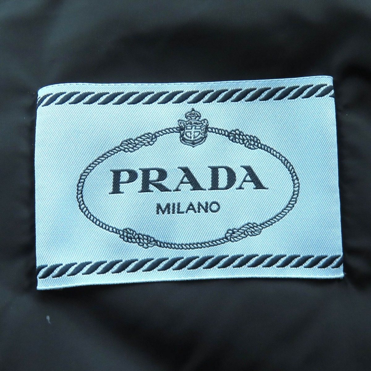 Prada Waist Togo Hooded Velvet Down Jacket Navy 36 with Hanger Garment — view 9