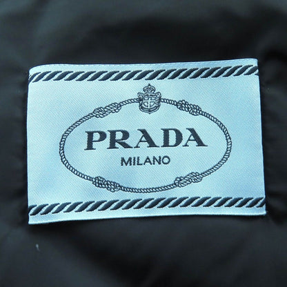 Prada Waist Togo Hooded Velvet Down Jacket Navy 36 with Hanger Garment — view 9