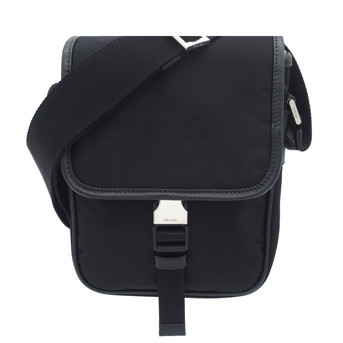Prada Shoulder Bag Black Nylon Saffiano Logo