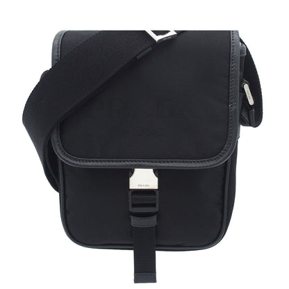 Prada Shoulder Bag Black Nylon Saffiano Logo