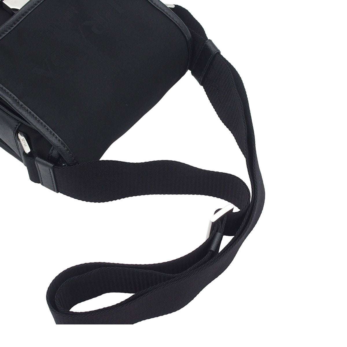 Prada Shoulder Bag Black Nylon Saffiano Logo — view 3