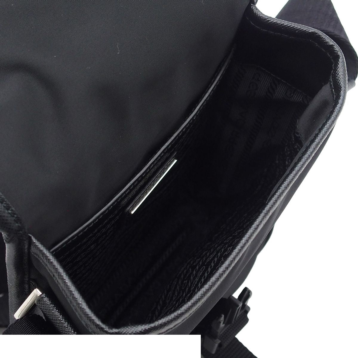 Prada Shoulder Bag Black Nylon Saffiano Logo — view 5