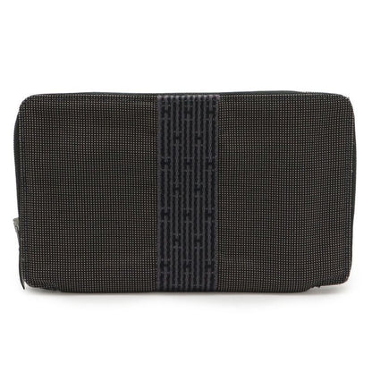 Hermes Her Line Perth GM Round Zipper Long Wallet Passport Case Canvas Gray
