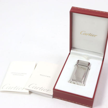Cartier Godron Stripe Pattern Oval Shape Gas Lighter Smoking Tool