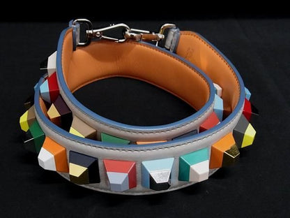 Fendi Strap You Leather Studded Shoulder Strap For Bags Beige Fs2581