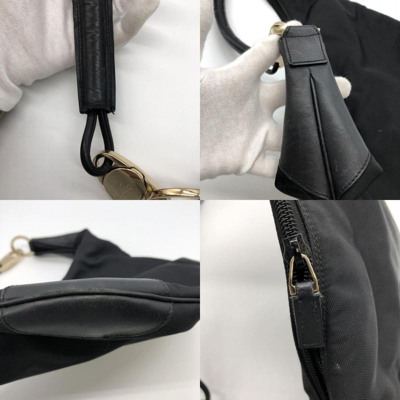 Gucci 001 4157 Shoulder Bag One Shoulder Canvas Leather Black Ladies Men