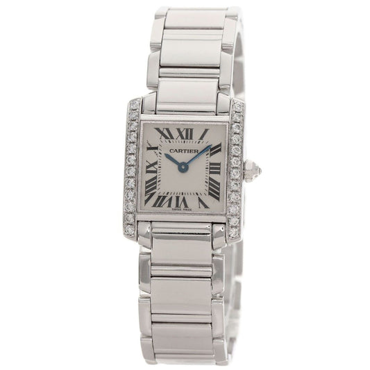 Cartier Tank Francaise SM Bezel Diamond Watch 18K White Gold