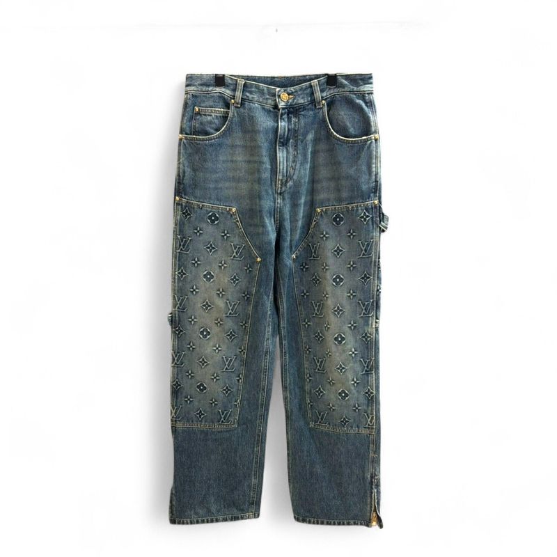 Louis Vuitton Ca36929 Monogram Carpenter Denim Pants Men's Blue W30