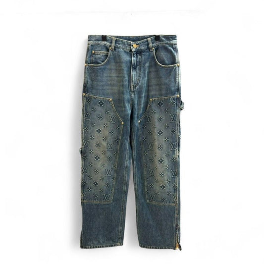 Louis Vuitton Ca36929 Monogram Carpenter Denim Pants Men's Blue W30