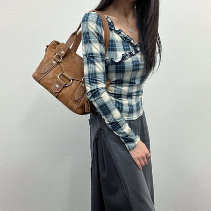 Miu Miu Miu Shoulder Bag Brown Leather Vintage