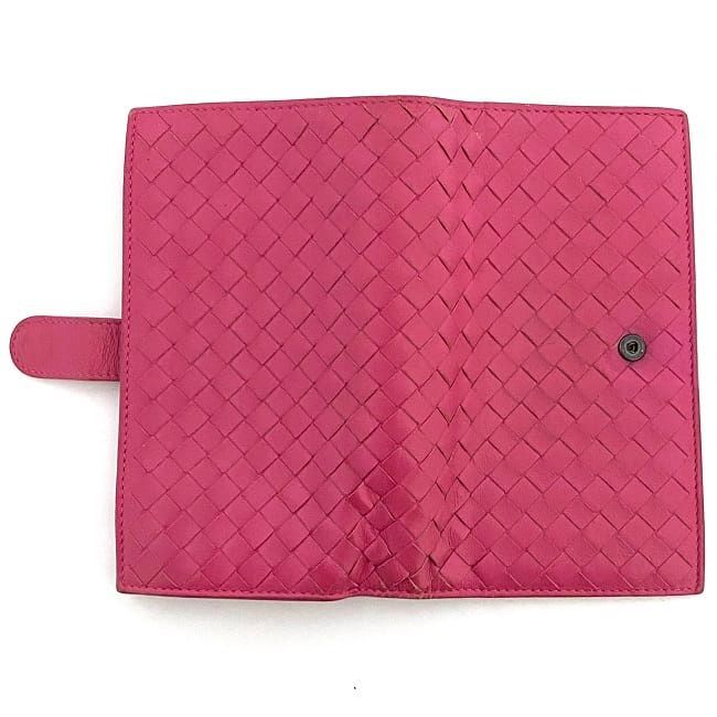 Bottega Veneta Bifold Wallet Pink Intrecciato Excellent Condition Hook
