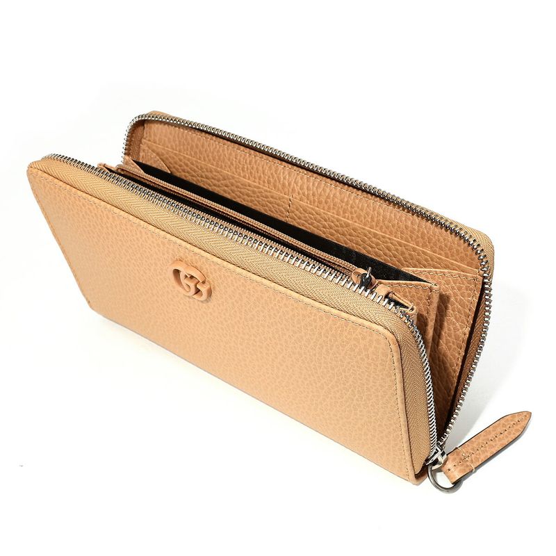 Gucci Long Wallet In Dollar Calf Rose Beige