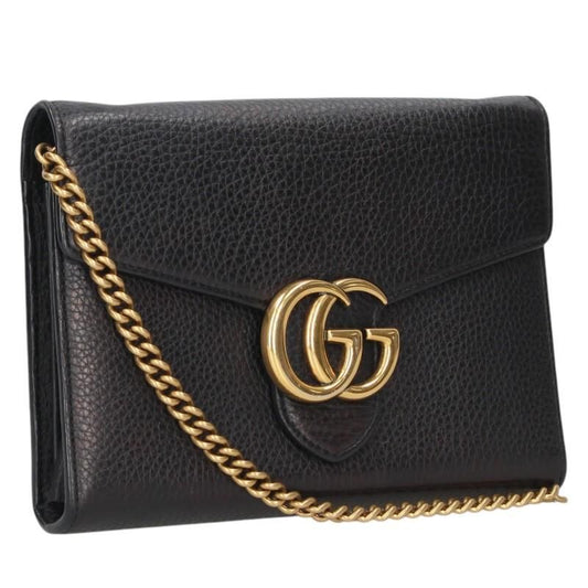 Gucci 401232 GG Marmont Leather Chain Wallet Purse Women
