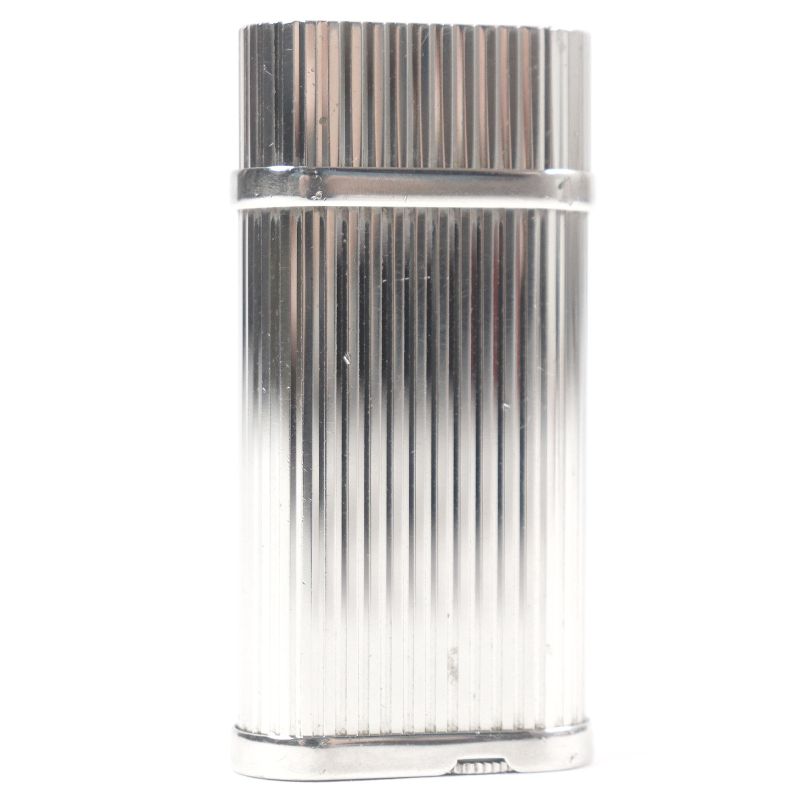 Cartier Godron Stripe Pattern Oval Shape Gas Lighter Smoking Tool