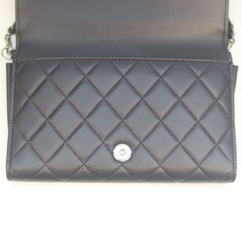 Chanel No 20 Navy Lambskin Boy Chanel Silver Hardware Chain Wallet Chain Long