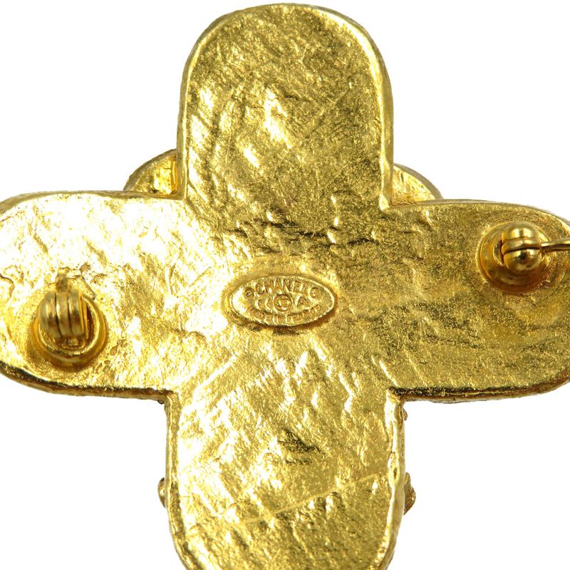 Chanel Triple Coco Mark Vintage 94A Metal Gold Brooch 0209 Chanel