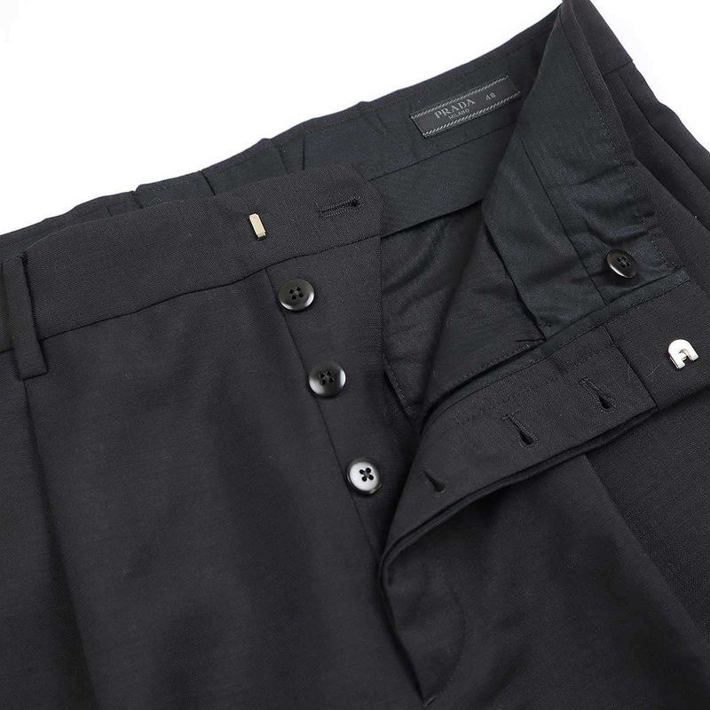 Prada 23ss Wool Mohair Slack Pants Up0214 Black 48