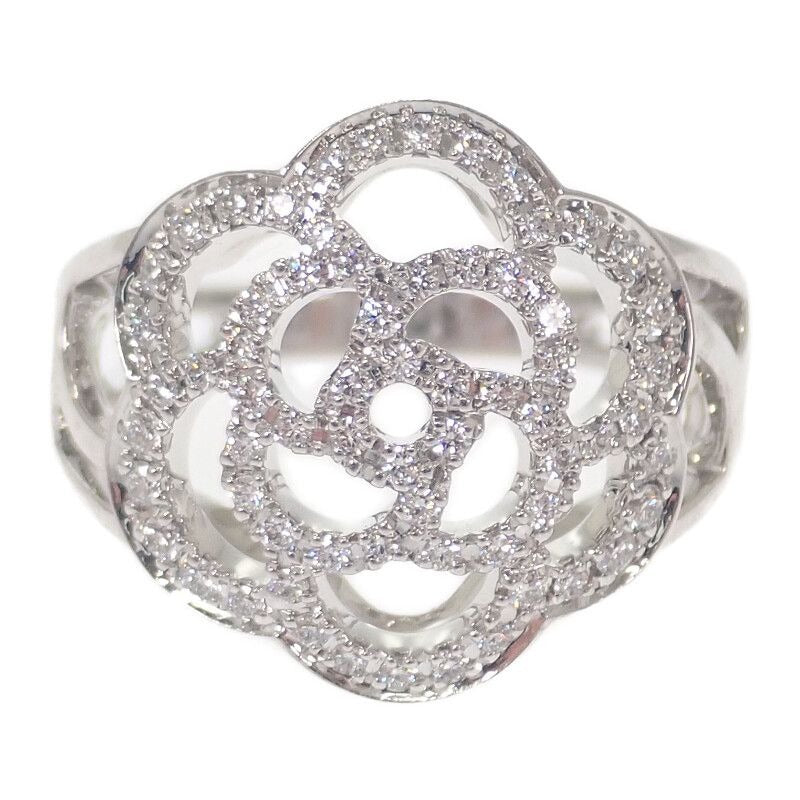 Chanel Camellia Diamond Ring Size 10 50 18Kwhite Gold 18K