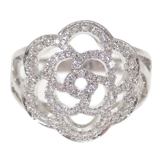 Chanel Camellia Diamond Ring Size 10 50 18Kwhite Gold 18K