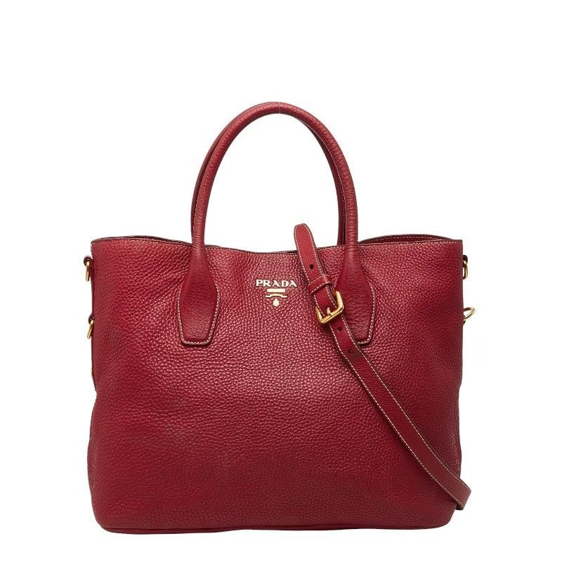 Prada Tote Shoulder Bag 2-Way Red Leather