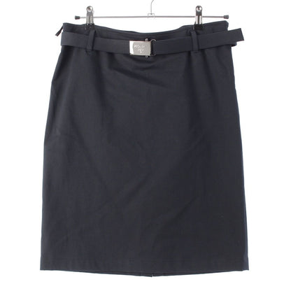 Prada Logo Belt Skirt Knee Length Navy 42