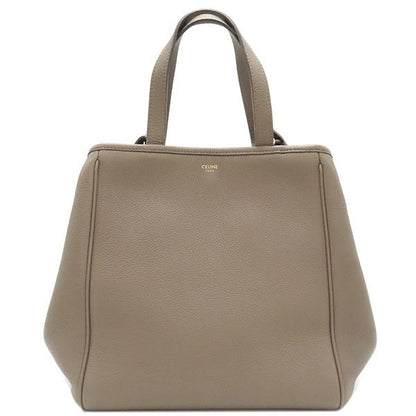 Celine 2-Way Bag Small Fold Cabas Leather Glazed Gold Hardware Gray Beige