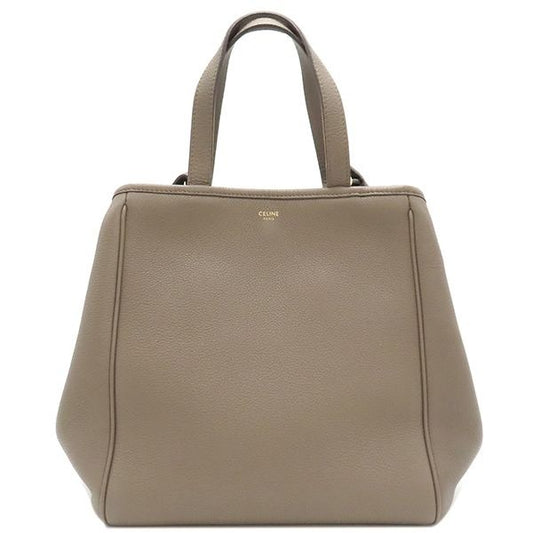 Celine 2-Way Bag Small Fold Cabas Leather Glazed Gold Hardware Gray Beige