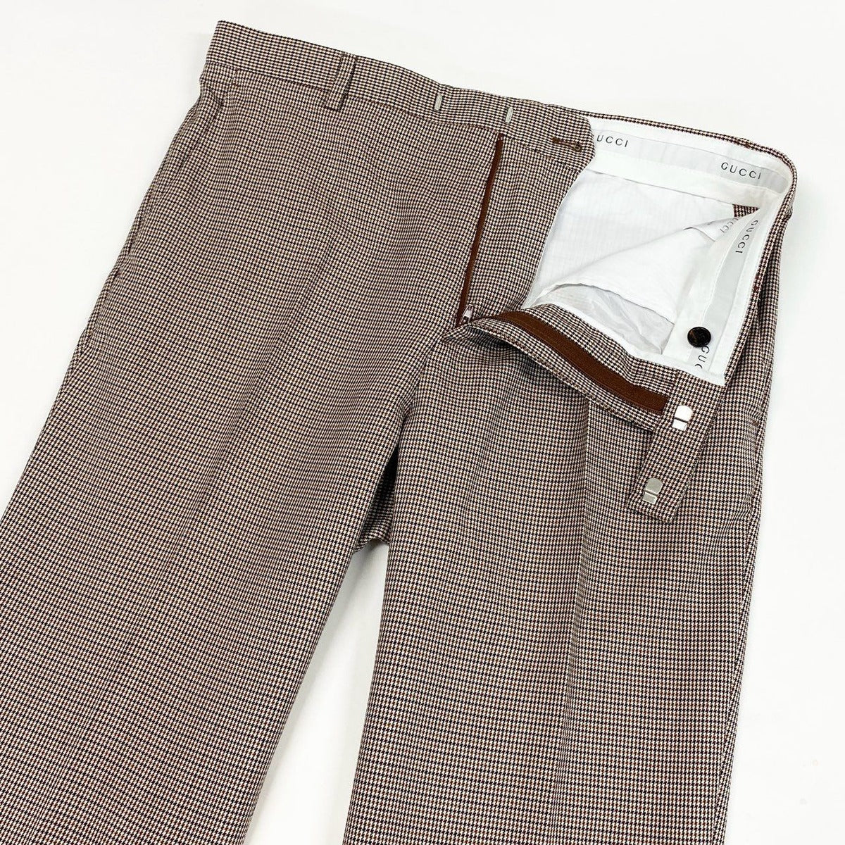 Gucci Ec2 Recent Houndstooth Trousers Pants 48 Brown Wool — view 4
